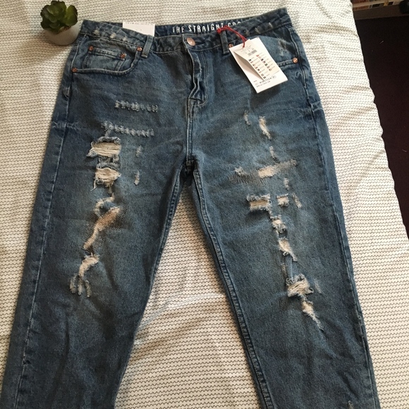 Cotton On Distressed Straight Cut Jeans - Picture 1 of 2